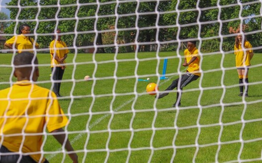Students playing football