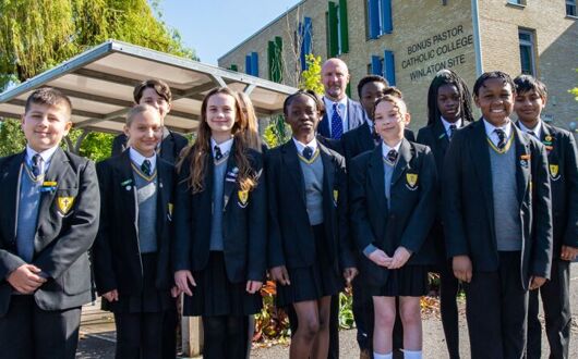 Students outside the school
