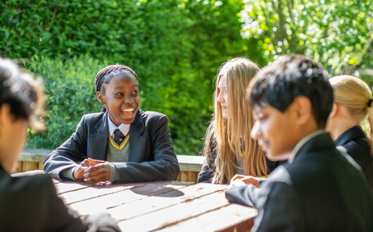 Students talking outside