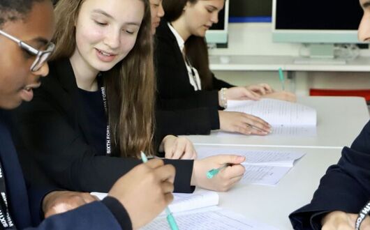 Sixth form students working together
